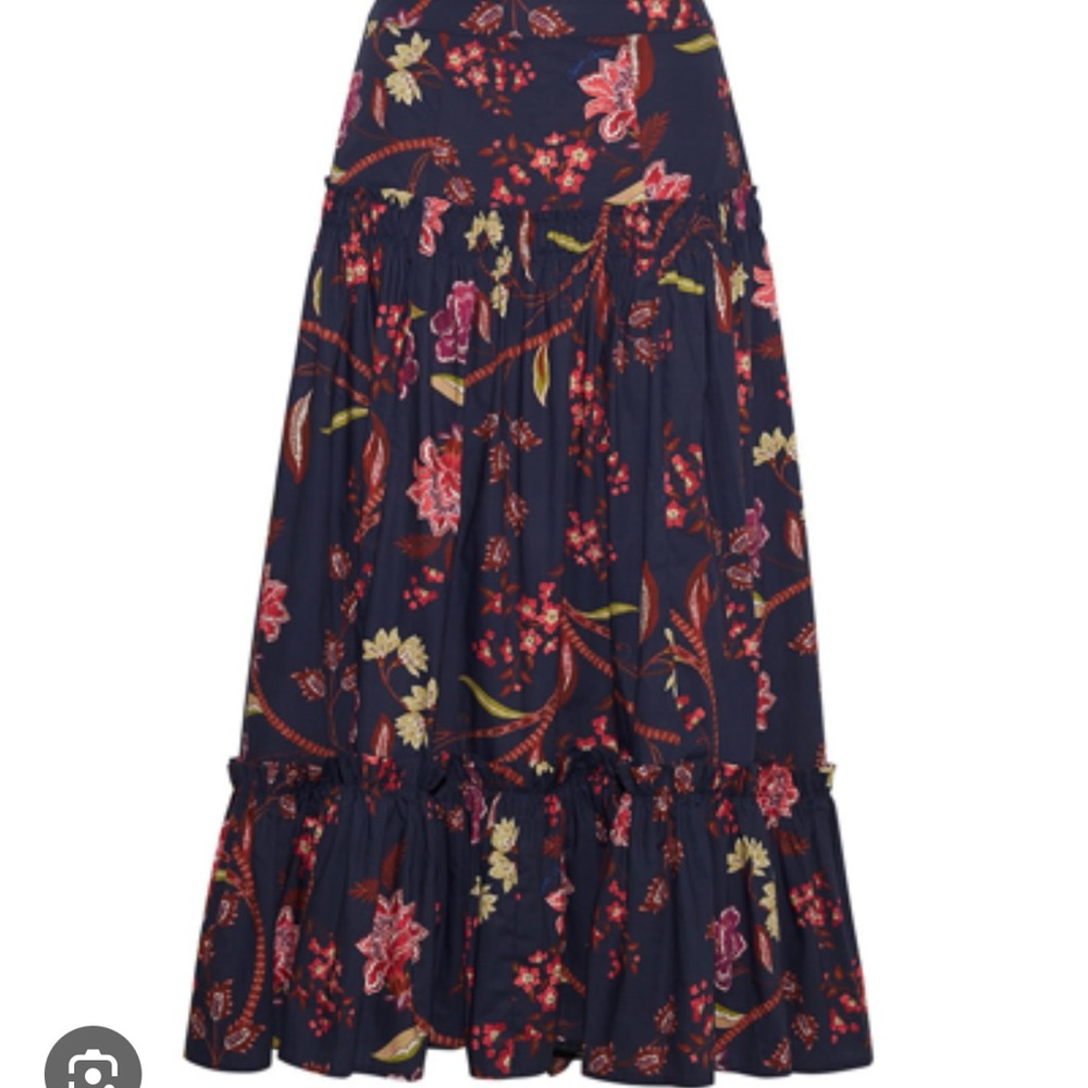 Cara Cara A-line Black and Pink Tiered Maxi Skirt